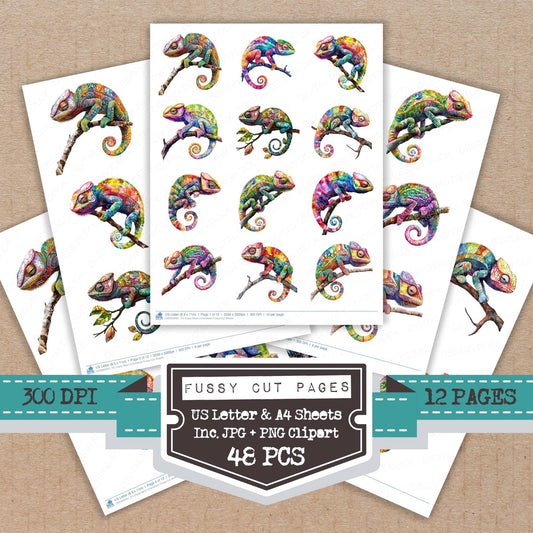 Crazy Neon Chameleon Fussy Cut Sheets (DDD009401)