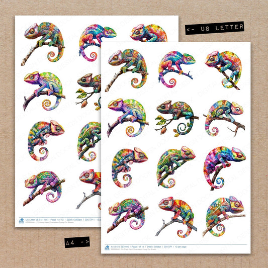 Crazy Neon Chameleon Fussy Cut Sheets (DDD009401)