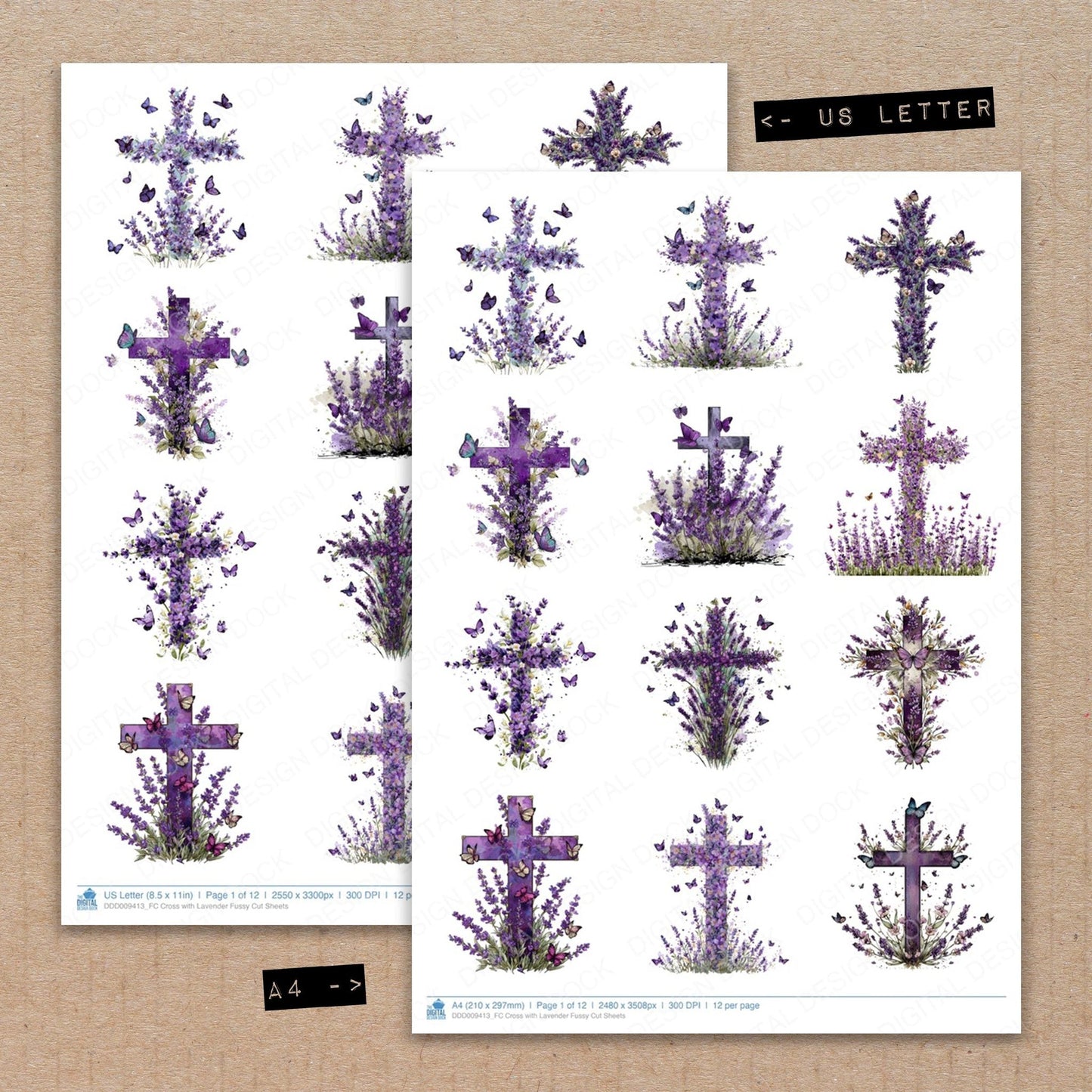 Cross with Lavender Fussy Cut Sheets (DDD009413)