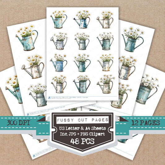 Daisy Watering Can Fussy Cut Sheets (DDD009463)