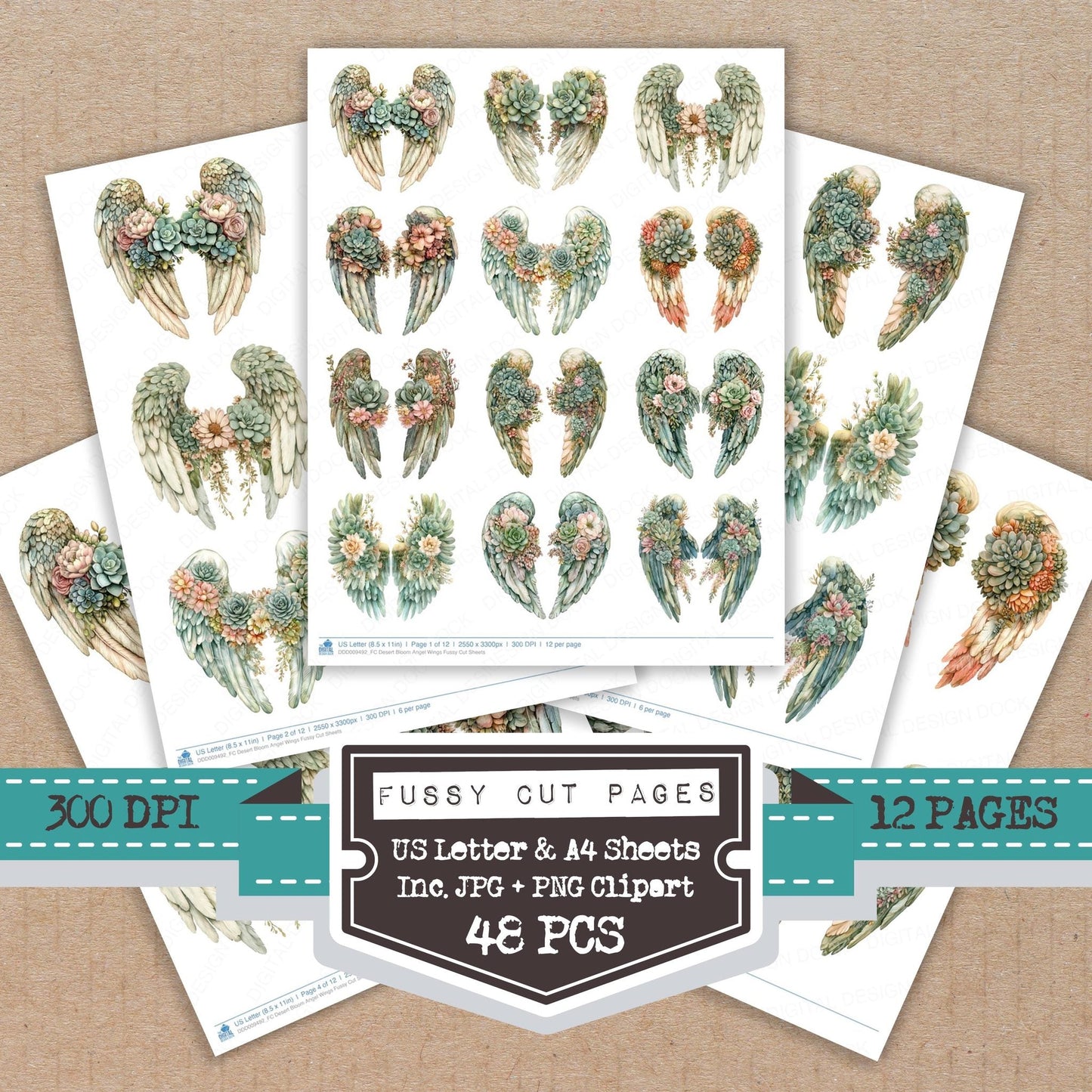 Desert Bloom Angel Wings Fussy Cut Sheets (DDD009492)