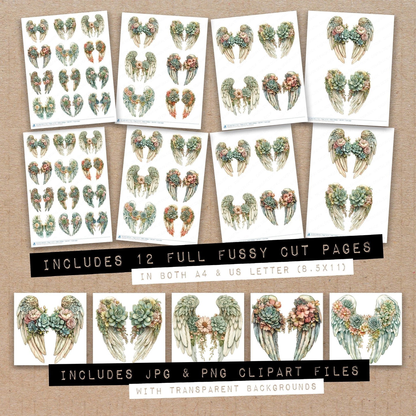 Desert Bloom Angel Wings Fussy Cut Sheets (DDD009492)
