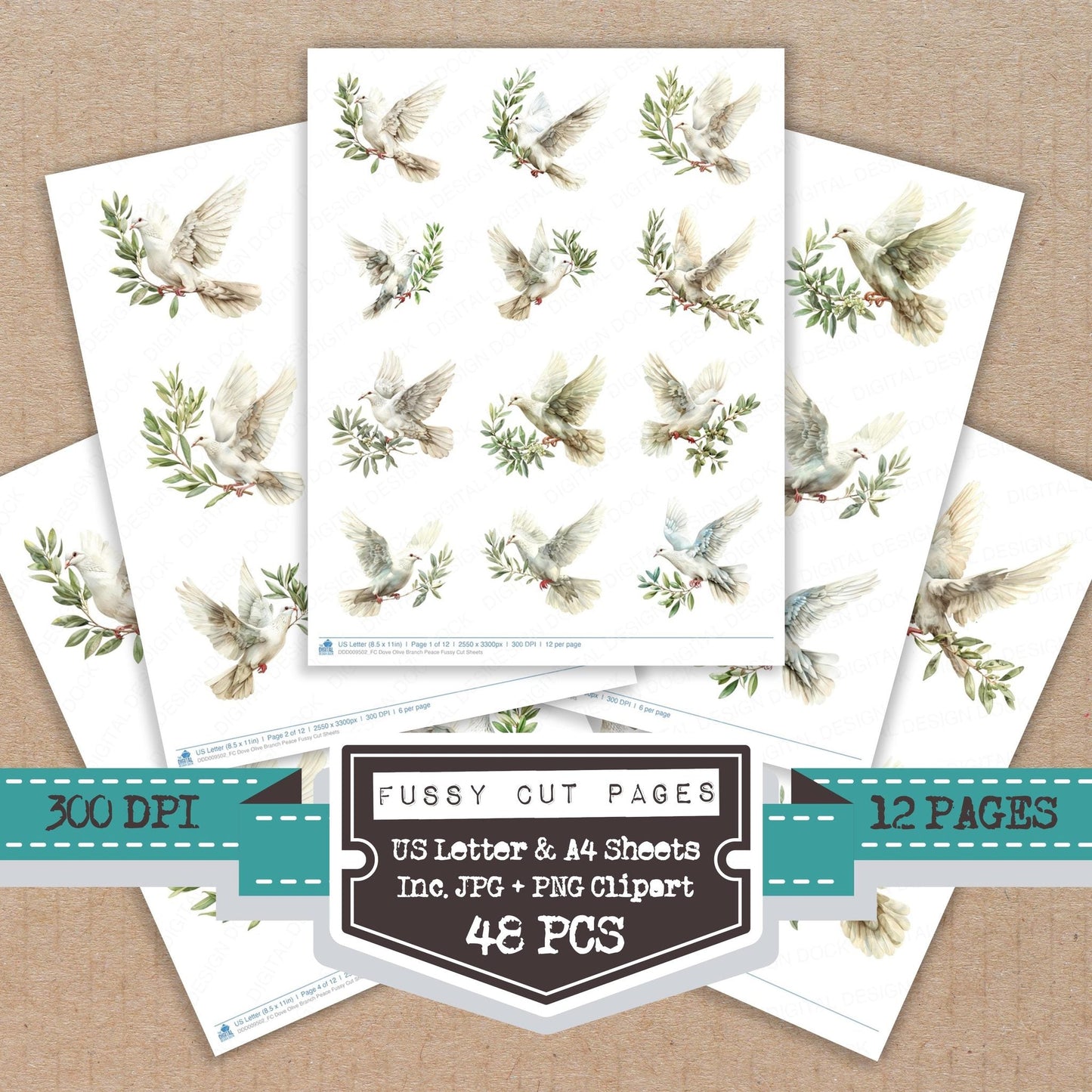 Dove Olive Branch Peace Fussy Cut Sheets (DDD009502)