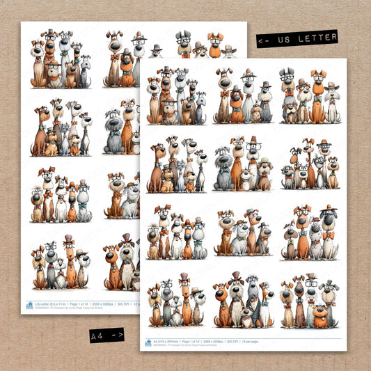 Dressed Up Quirky Dogs Fussy Cut Sheets (DDD009507)