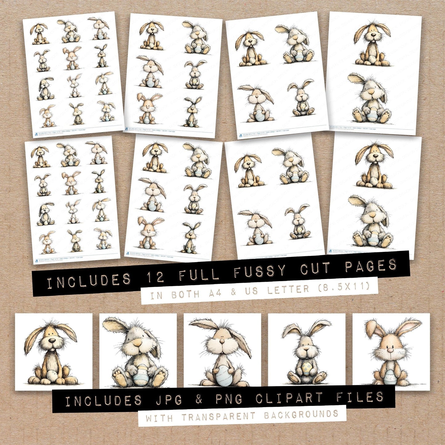 Easter Bunny Egg Fussy Cut Sheets (DDD009527)