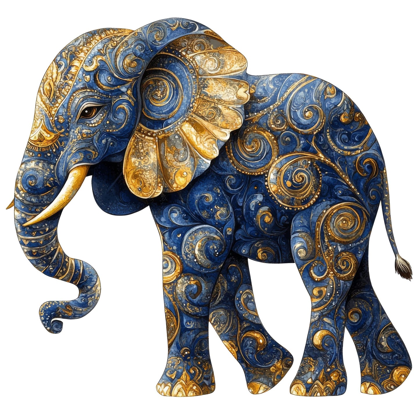 Elephant Baroque Blue and Gold Fussy Cut Sheets (DDD009537)