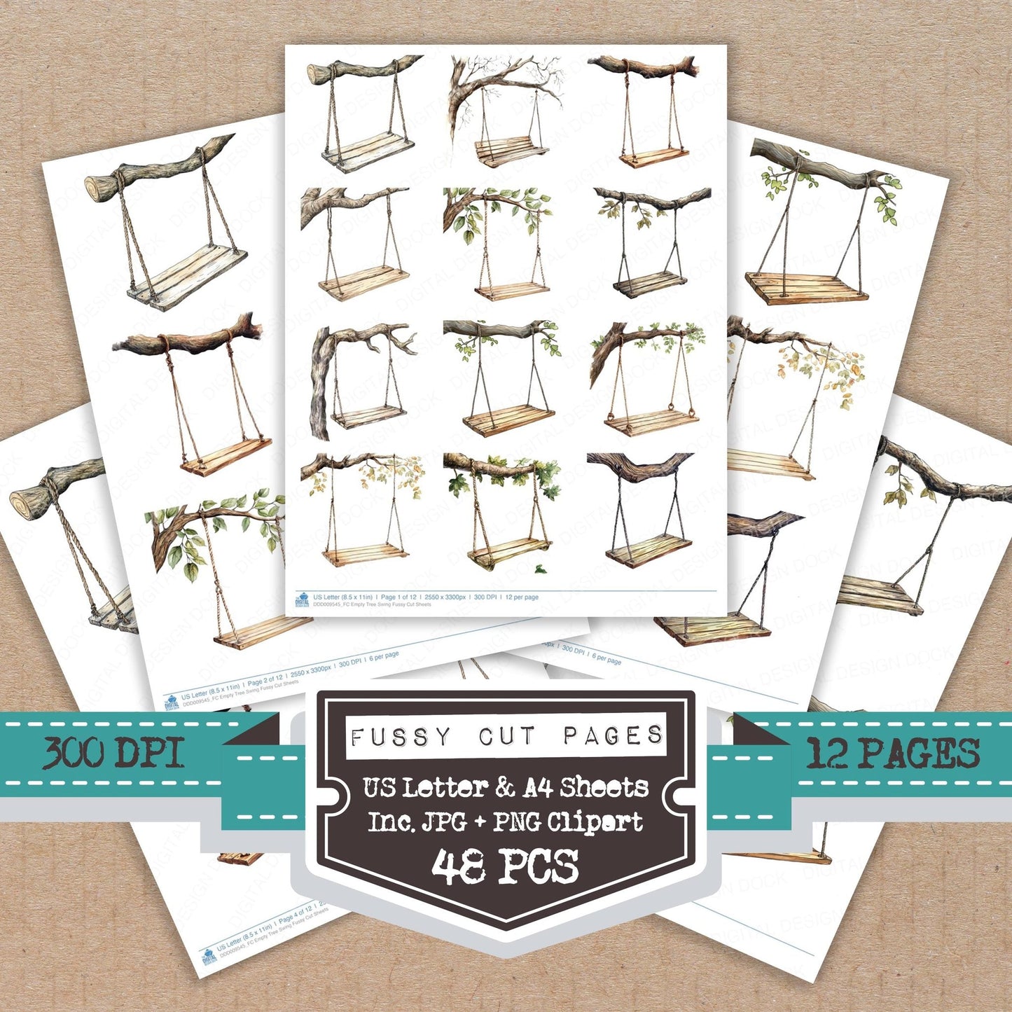 Empty Tree Swing Fussy Cut Sheets (DDD009545)