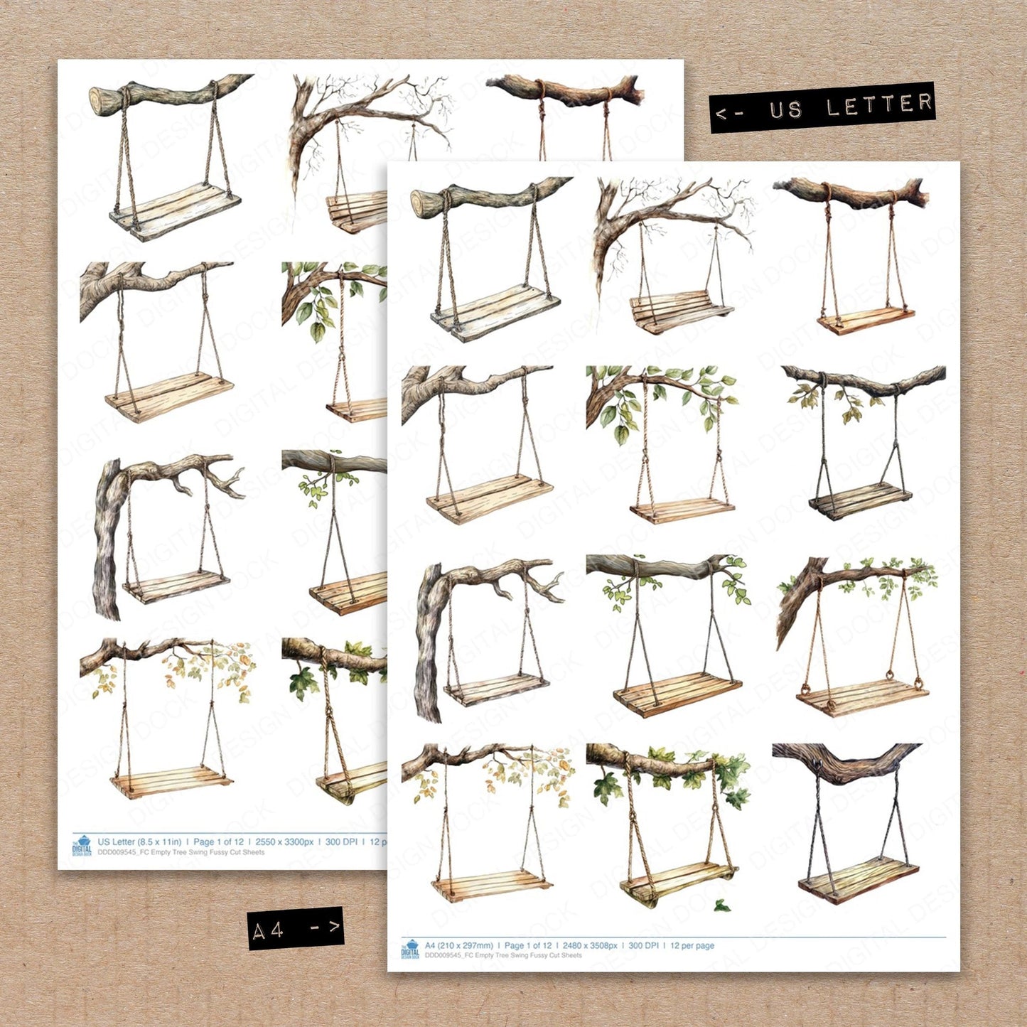 Empty Tree Swing Fussy Cut Sheets (DDD009545)