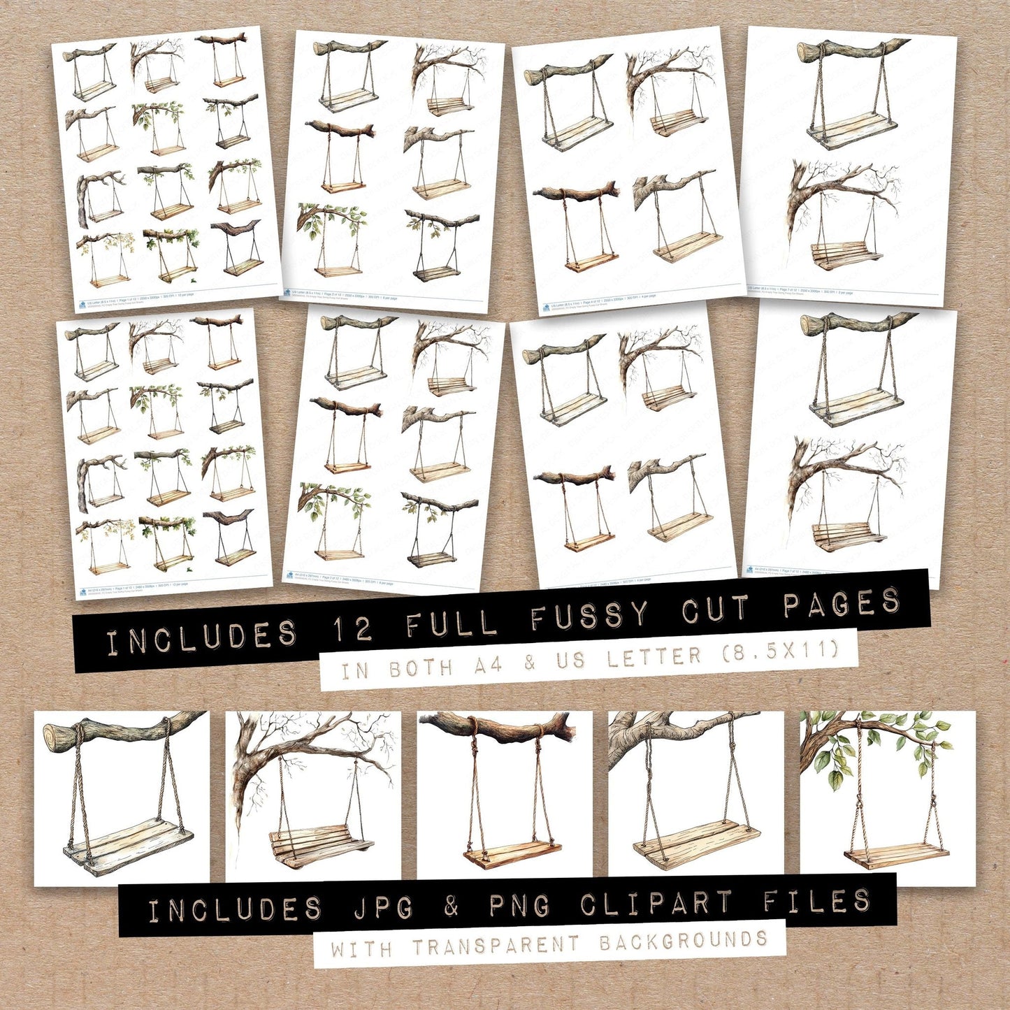 Empty Tree Swing Fussy Cut Sheets (DDD009545)