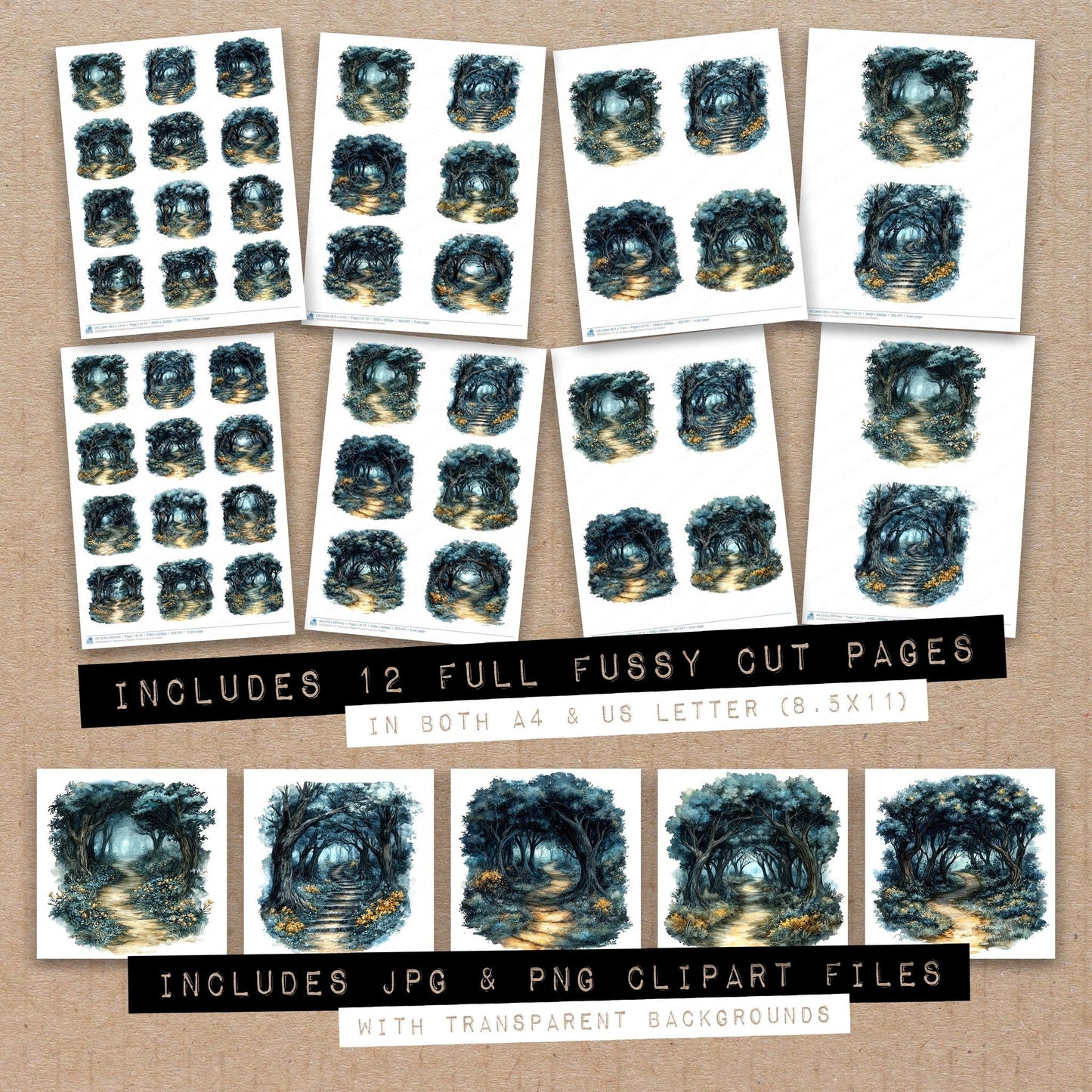 Enchnated Magical Forest Fussy Cut Sheets (DDD009554)