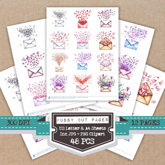 Envelope with Rising Petals Fussy Cut Sheets (DDD009558)