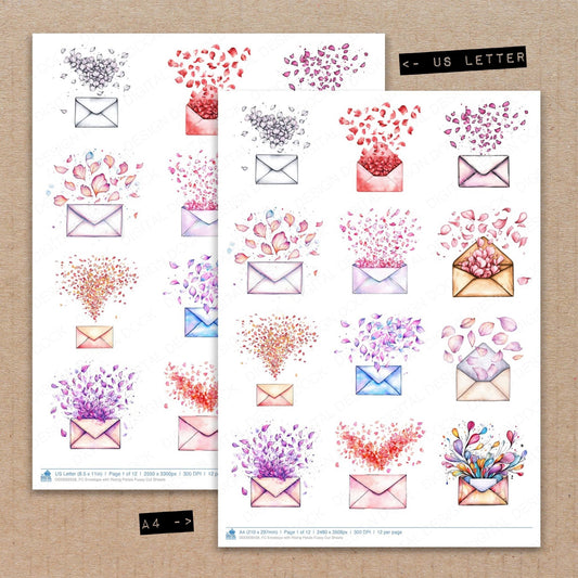 Envelope with Rising Petals Fussy Cut Sheets (DDD009558)