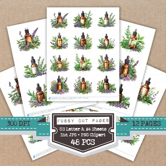 Essential Oils and Herbs Fussy Cut Sheets (DDD009559)