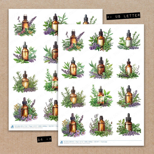 Essential Oils and Herbs Fussy Cut Sheets (DDD009559)