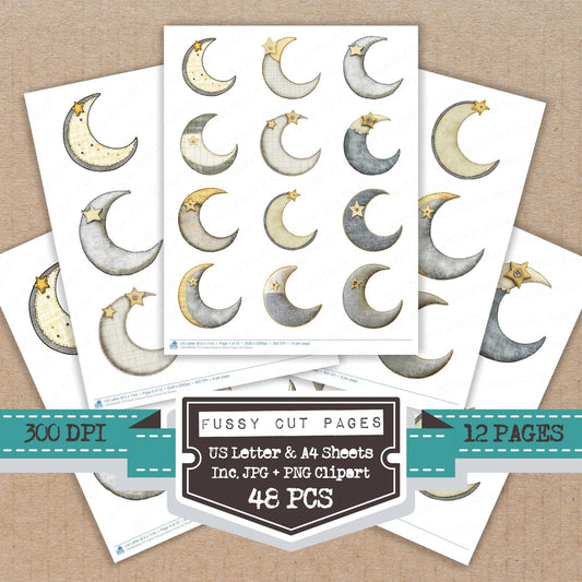 Fabric Crescent Moon Fussy Cut Sheets (DDD009569)