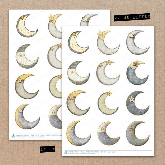 Fabric Crescent Moon Fussy Cut Sheets (DDD009569)