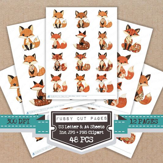 Fabric Fox Sitting Fussy Cut Sheets (DDD009590)