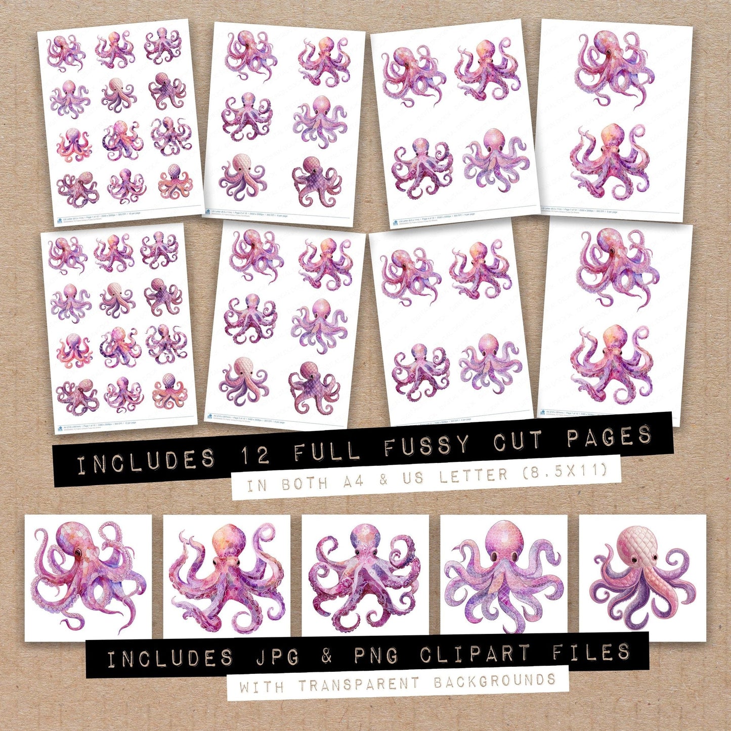 Fabric Octopus Fussy Cut Sheets (DDD009603)