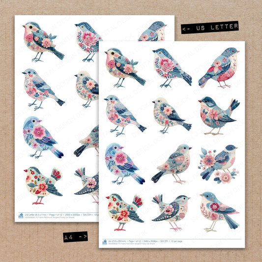 Fabric Patchwork Songbird Fussy Cut Sheets (DDD009630)
