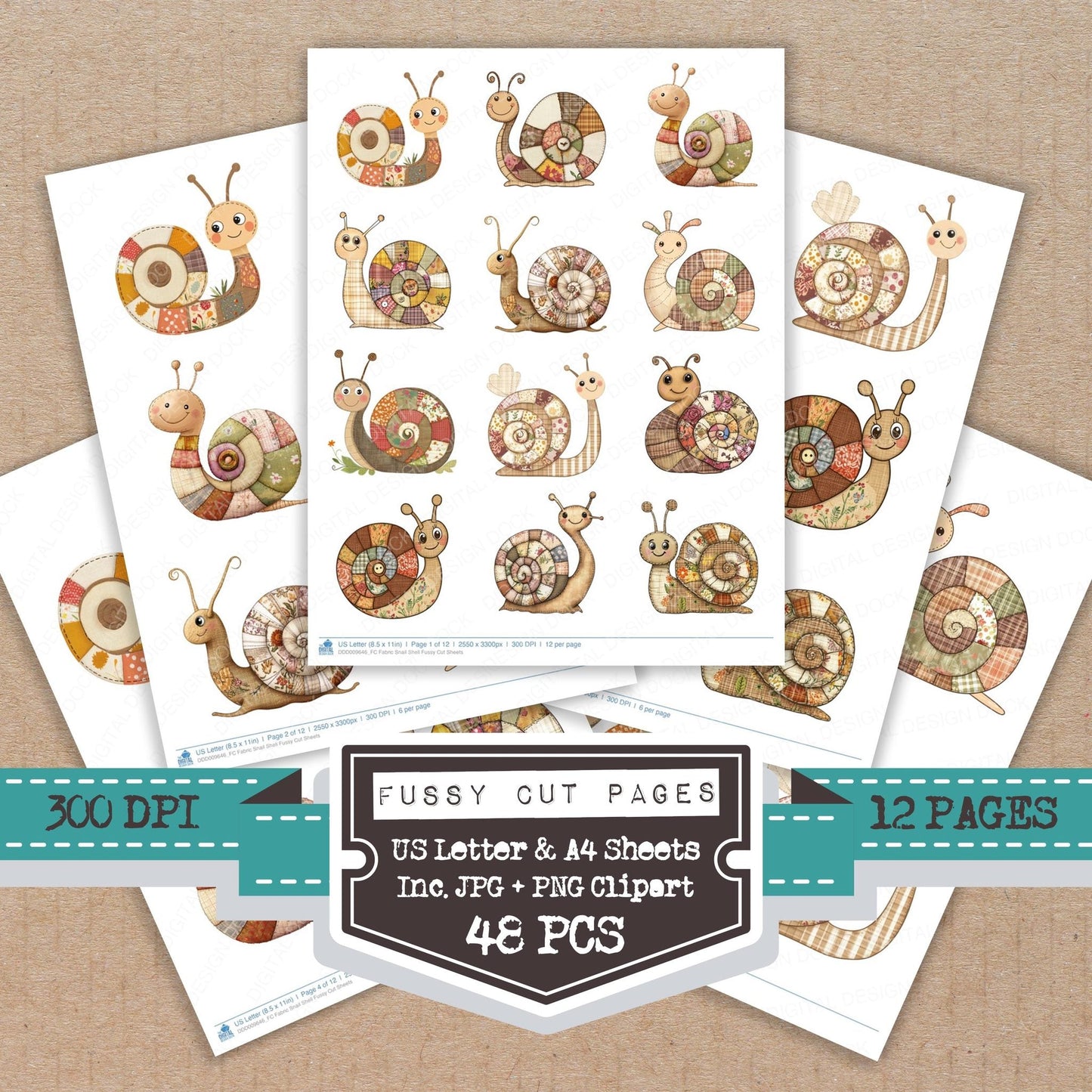 Fabric Snail Shell Fussy Cut Sheets (DDD009646)