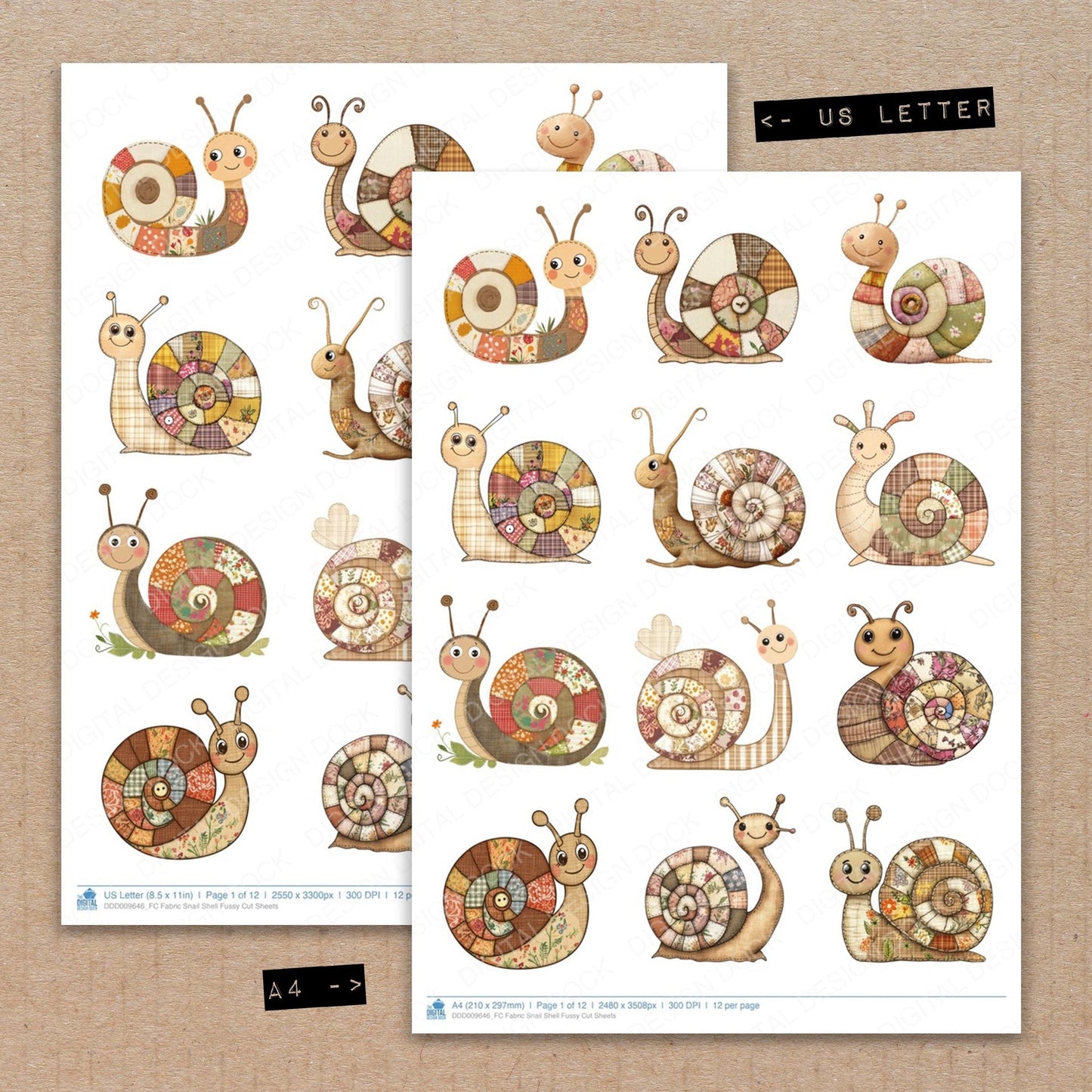 Fabric Snail Shell Fussy Cut Sheets (DDD009646)