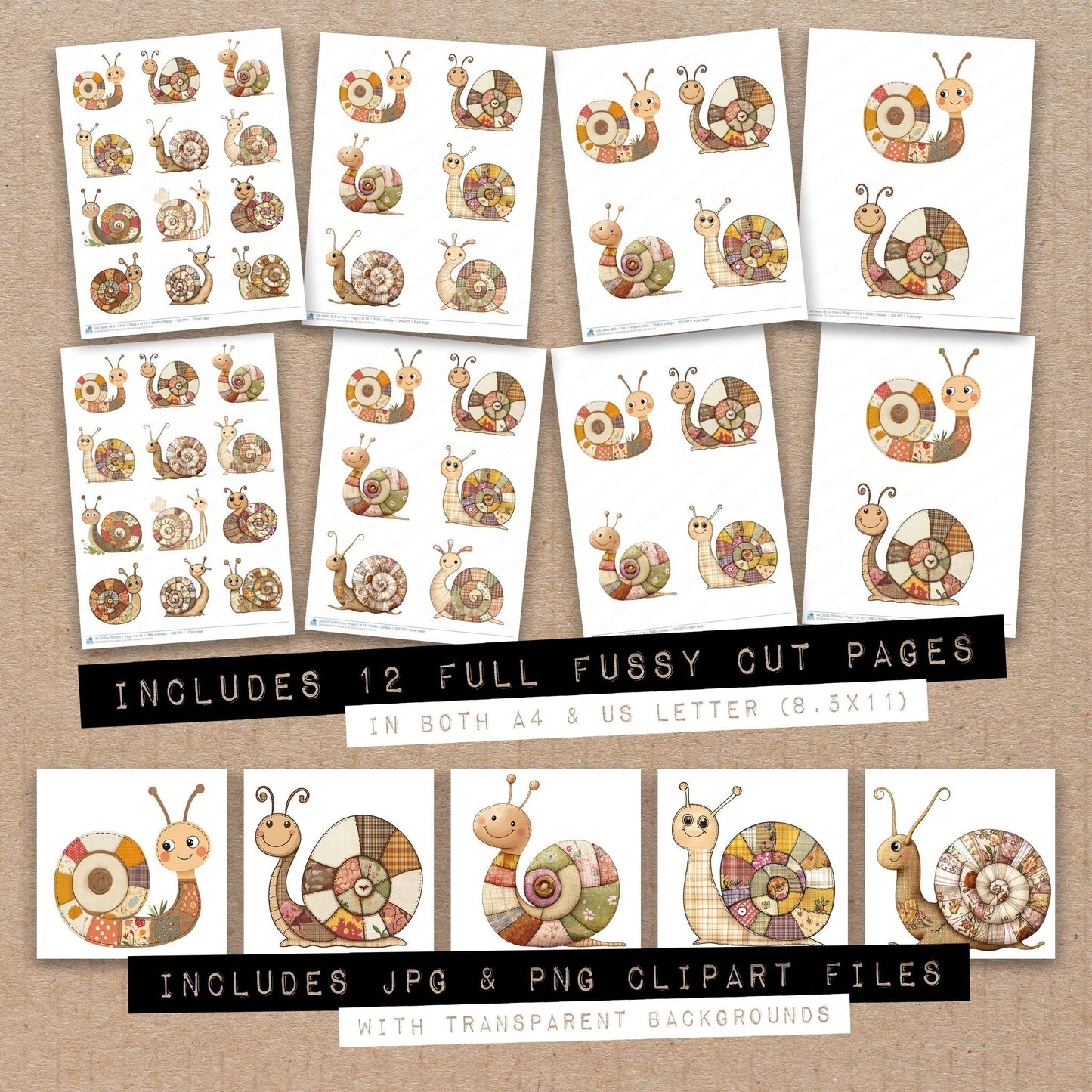 Fabric Snail Shell Fussy Cut Sheets (DDD009646)