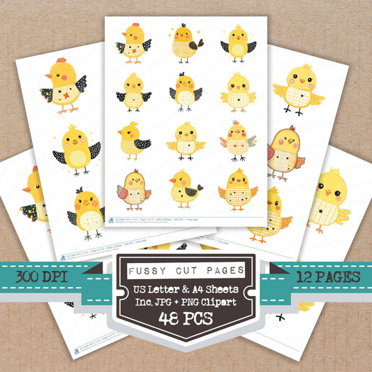 Fabric Star Chest Patch Chick fussy cut printable sheets for junk journaling, scrapbooking, and paper craft projects