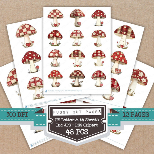 Fabric Toadstool Patch Fussy Cut Sheets (DDD009661)
