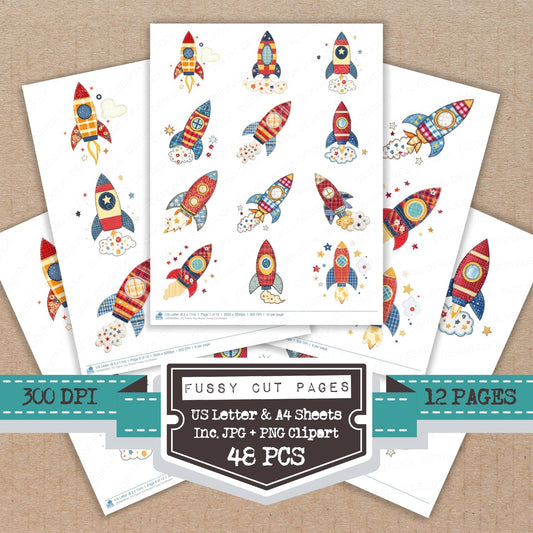 Fabric Toy Rocket Fussy Cut Sheets (DDD009662)