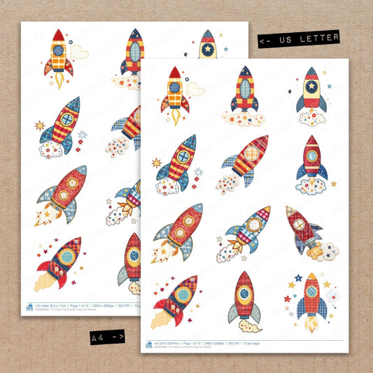 Fabric Toy Rocket Fussy Cut Sheets (DDD009662)