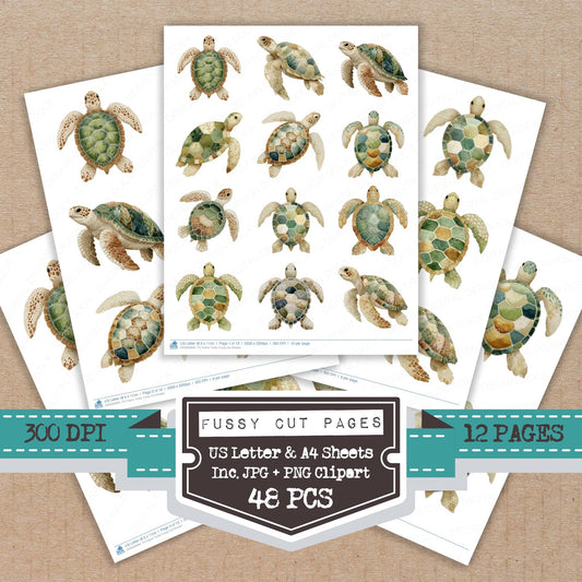 Fabric Turtle Fussy Cut Sheets (DDD009664)