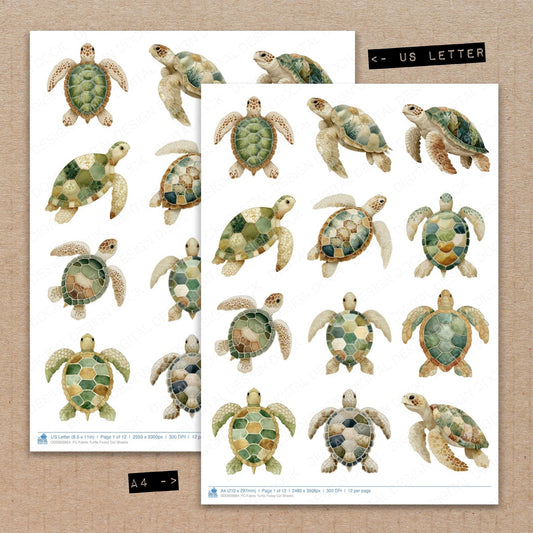 Fabric Turtle Fussy Cut Sheets (DDD009664)