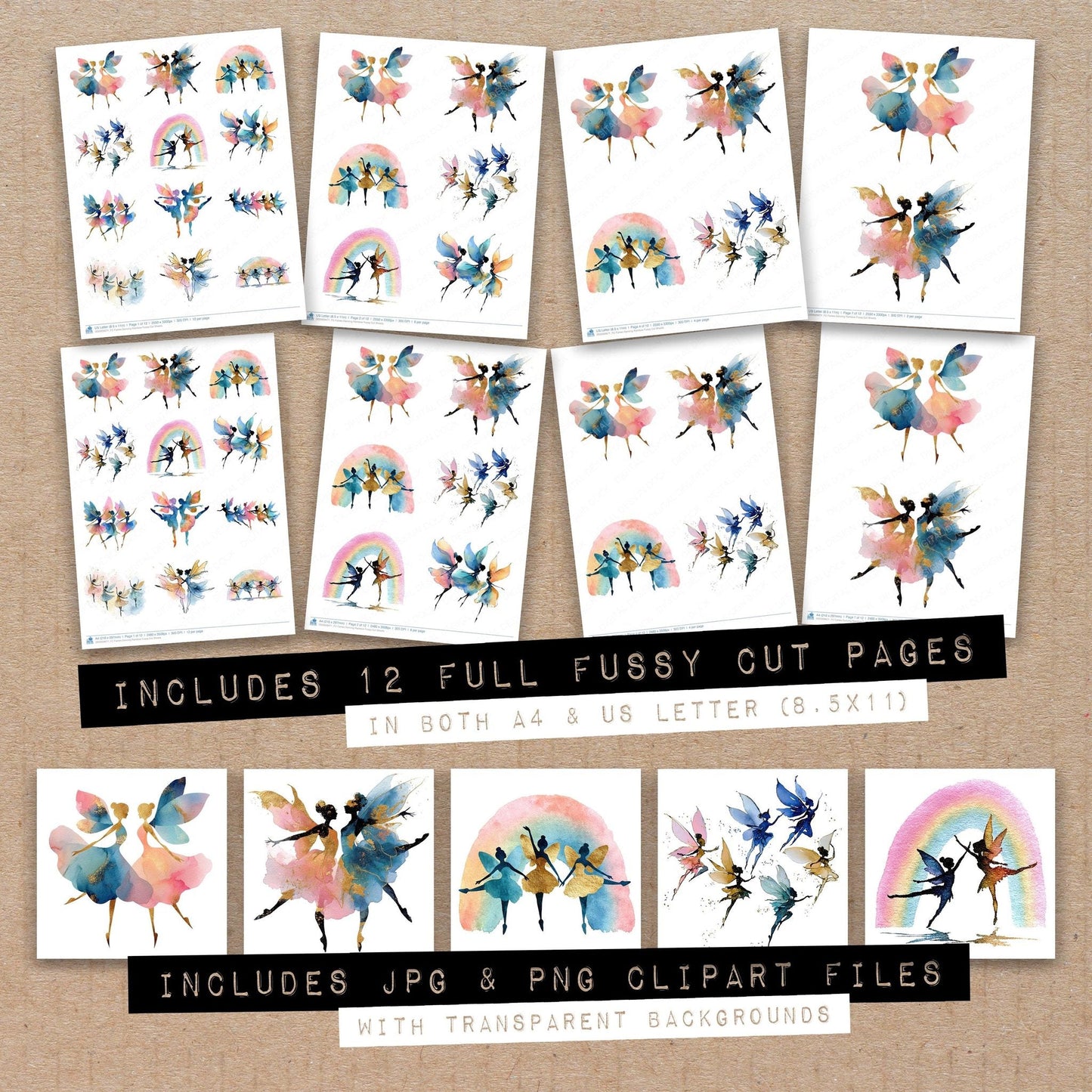 Fairies Dancing Rainbow Fussy Cut Sheets (DDD009671)