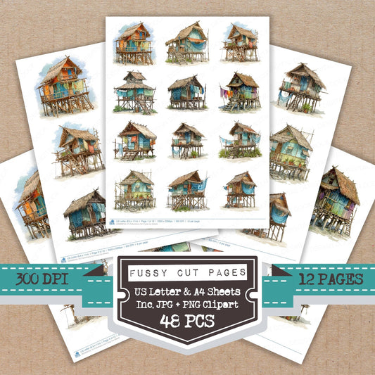 Fishermans Hut Fussy Cut Sheets (DDD009703)