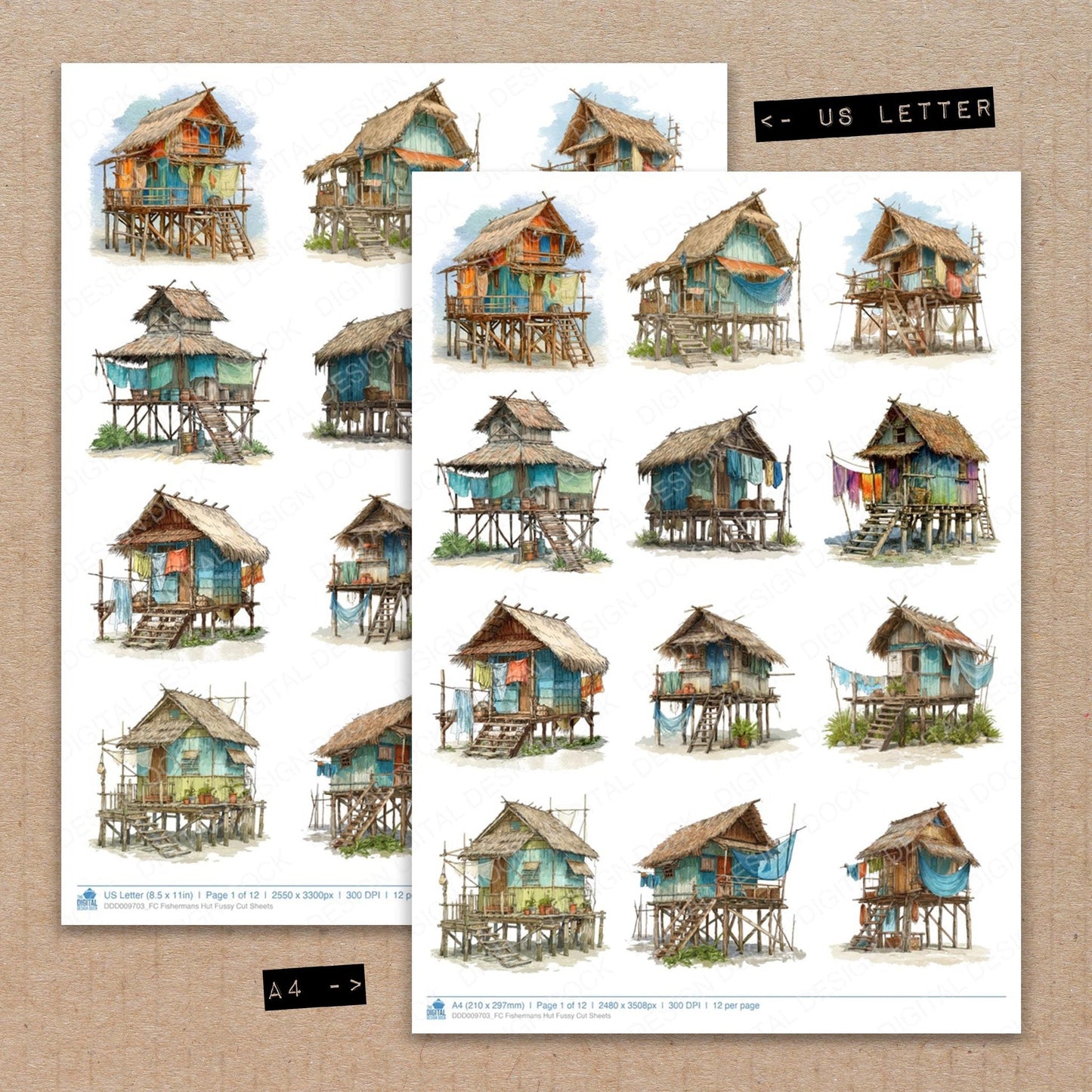 Fishermans Hut Fussy Cut Sheets (DDD009703)
