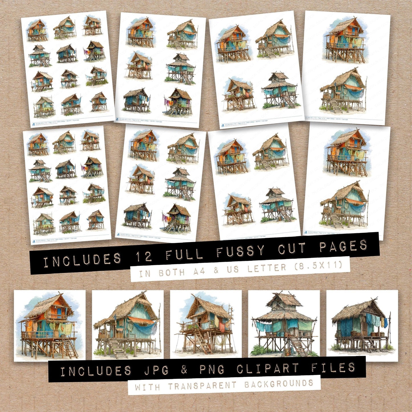 Fishermans Hut Fussy Cut Sheets (DDD009703)