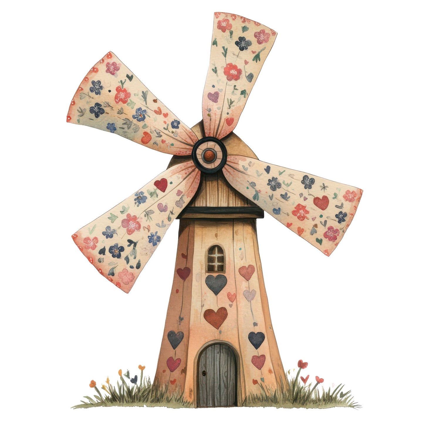 Flat Folk Art Windmill Fussy Cut Sheets (DDD009732)