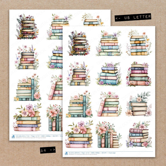 Floral Book Stack SET B Fussy Cut Sheets (DDD009757)