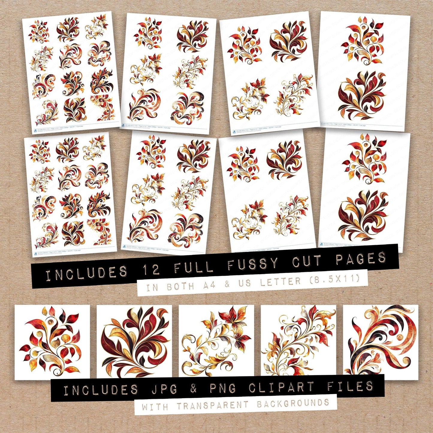 Floral Swirl Abstarct Fussy Cut Sheets (DDD009807)