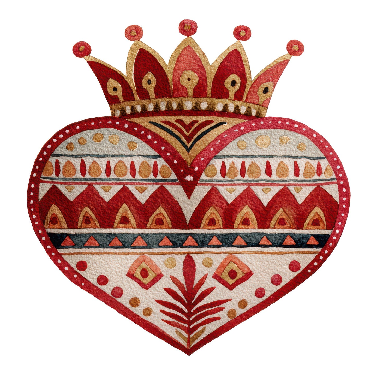 Folk Art Crowned Heart Fussy Cut Sheets (DDD009855)