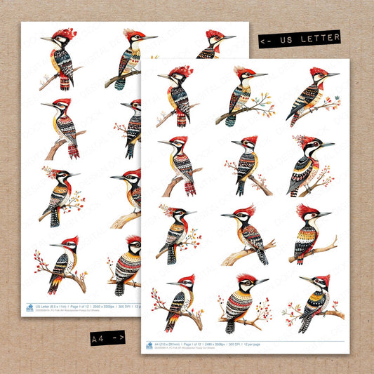 DDD009914_FC Folk Art Woodpecker Fussy Cut Sheets