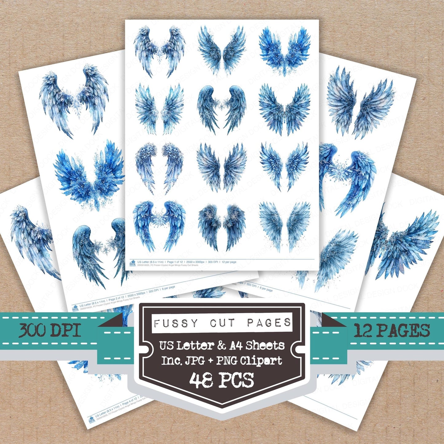 Frozen Crystal Angel Wings Fussy Cut Sheets (DDD010035)