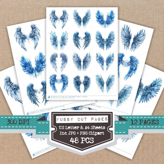 Frozen Crystal Angel Wings Fussy Cut Sheets (DDD010035)