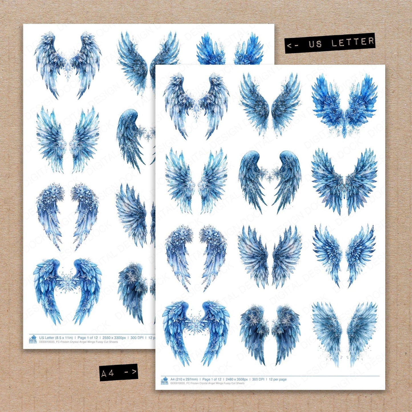 Frozen Crystal Angel Wings Fussy Cut Sheets (DDD010035)