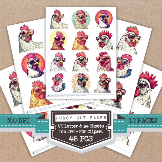 Funky Cool Chicken Fussy Cut Sheets (DDD010038)