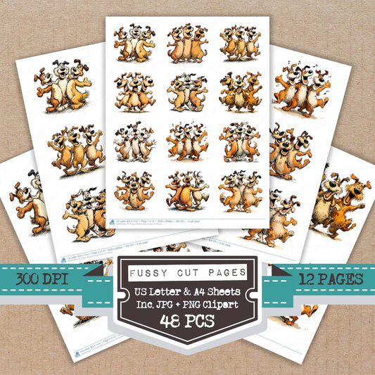Funny Dancing Dogs Fussy Cut Sheets (DDD010043)