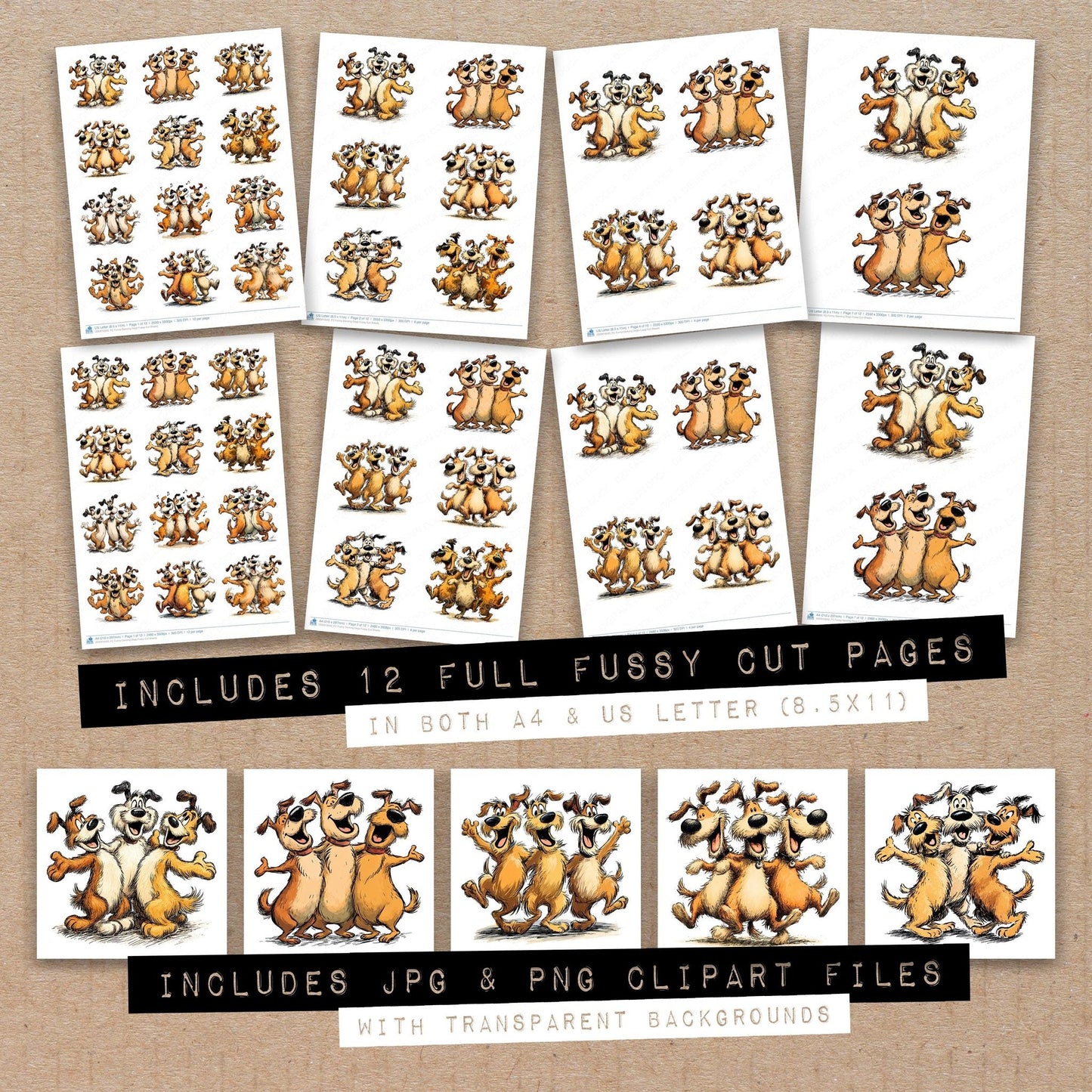 Funny Dancing Dogs Fussy Cut Sheets (DDD010043)