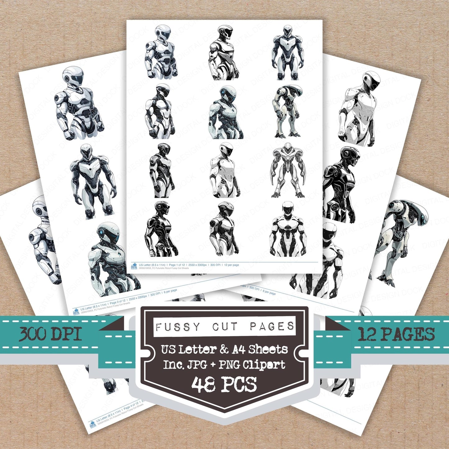Futuristic Robot Fussy Cut Sheets (DDD010053)