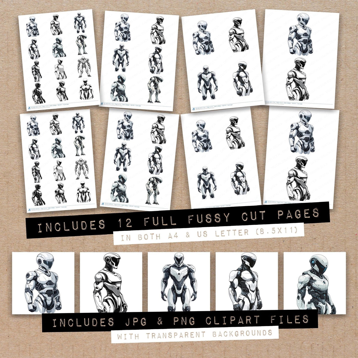 Futuristic Robot Fussy Cut Sheets (DDD010053)