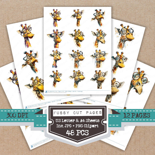 Giraffe Big Glasses Fussy Cut Sheets (DDD010075)